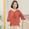 Atuendo de Verano a la Moda para Mujeres Mayores de 50, Nuevo Estilo 2026, Conjunto de Dos Piezas de Algodón y Lino para Mujeres de Mediana Edad y Mayores con Mangas Medias