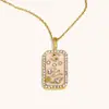 Moda Clásica Versátil Transfronteriza Europea y Americana Colgante Acero Inoxidable Chapado en 18K Goteo de Aceite Diamante Completo Constelación Cuadrado Colorido Collar