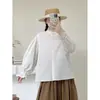 Coleção Primavera 2026 Estilo Japonês Fresco e Simples Gola Alta Renda Cardigã Feminino com Vários Botões Manga Longa Camisa Atacado