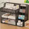 Porta-canetas para Estudante Grande Capacidade Estante Organizadora de Mesa para Documentos de Escritório Prateleira de Armazenamento de Mesa