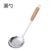 Espátula para Wok com Cabo de Madeira de Faia em Aço Inoxidável Espessado Conjunto de Utensílios de Cozinha Concha de Sopa Doméstica Colher Escorredora Colher com Furos Espátula Cabo Anti-escaldante