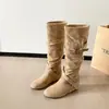 Botas altas retro de gamuza para mujer, nuevo estilo otoño-verano 2026, botas de vaquero occidentales, botas de montar, botas altas
