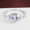 Anillo Romántico y Dulce con Circonita Incrustada en Forma de Corazón, Joyería Versátil de Alto Nivel en Cobre Puro para Mujer al por Mayor, Exclusivamente para Suministro Transfronterizo