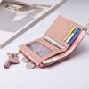 Hengsheng Nova Carteira de Couro Costura Curta Estilo Coreano Transfronteiriça Bolsa Feminina Simples com Franja Porta-Moedas Carteira Feminina de Cor Contrastante