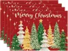 Manteles navideños transfronterizos 4 juegos de platos de cena tazas con tapetes termoaislantes Manteles decorativos para la atmósfera de las fiestas navideñas