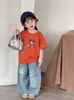 Jeans rasgados de moda para niños y niñas, elegantes pantalones rectos vintage para primavera y otoño