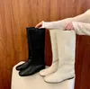 Primer Encuentro con Botas Largas de Caballero Estilo Británico para Mujer 2026 Primavera y Otoño Nuevas Botas Rectas Adelgazantes de Punta Cuadrada con Aumento de Altura