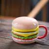 Taza de hamburguesa con tapa taza de cerámica de aspecto elegante Taza de agua para el hogar y la oficina taza personalizada para leche desayuno taza de café
