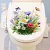 Planta Flor Tampa de Vaso Sanitário Adesivo Decorativo Janela de Banheiro Vidro Flor Borboleta Removível PVC Adesivo de Parede para Cabelo