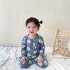 Pijama de outono para bebê, camisa base masculina e infantil de manga comprida, conjunto de roupa de casa para meninas de primavera e outono