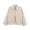 Venta al por mayor transfronteriza 2026 estilo europeo moda suelta decoración de bolsillo cremallera solapa manga larga chaqueta abrigo mujer A16045