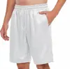 Shorts de Casa de Hielo de Seda de Verano, Caída Suave, Transpirables, de Secado Rápido, Delgados, Brillantes, Color Sólido, Shorts para Vacaciones en la Playa para Hombres y Mujeres