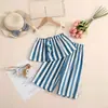 Terno para meninas Top listrado com calças curtas Conjunto de duas peças 24 Verão Novo Comércio Exterior Roupas infantis