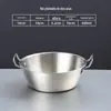 Tazón de Acero Inoxidable 304 para Vino de Arroz Coreano Espesado con Asa Restaurante Tienda de Barbacoa Snack Condimento Tazón Kimchi de Doble Asa