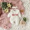 Comercio exterior Amazon transfronterizo bebé 0-junio ropa de gateo pequeño estampado floral mameluco de pierna larga + diadema