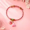 Festival del Bote del Dragón Serie Rosa Cuerda Colorida Pulsera de Dibujos Animados para Niños Candado de Longevidad Borla Cuerda Pequeña de Zongzi Pulsera para Niñas
