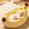 Cama para Mascotas con Forma de Plátano y Crema, Cama Suave para Perros, Cama para Perros con Forma de Plátano para Mascotas Pequeñas y Medianas
