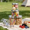 Frasco de plástico transparente PET para té y alimentos, botella redonda de boca ancha, tapa de aluminio, tapa de plástico, frasco sellado de plástico, empaque de plástico
