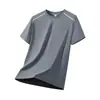 Camiseta Deportiva de Manga Corta para Hombre de Verano Nuevo Estilo de Seda de Hielo de Secado Rápido que Absorbe el Sudor de Cuello Redondo con Malla Transpirable de Alta Calidad para Exteriores