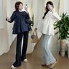En Stock Otoño e Invierno Nuevos Tops de Maternidad, Super Adelgazantes, Tallas Grandes, Color Sólido, Estilo Coreano, Algodón Versátil, Tops de Otoño