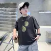 Camiseta Informal de Verano 2026 Estilo Nuevo para Niños, Retro Americano con Estampado de Frutas, Manga Corta, Cuello Redondo, para Niños y Niños Mayores