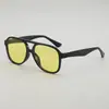 Gafas de Sol Retro Marrones Coreanas para Hombre, Gafas de Sol Cuadradas de Marco Grande con Doble Puente, Gafas de Sol Amarillas Ins, Gafas de Sol Estilo Callejero