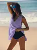 Amazon Europa e América Colete de Gola V Profunda com Fenda Esportes de Tênis Fitness Modelagem Solta Moda Verão 2025 Roupas Femininas