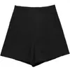 Shorts de terno de verão feminino de cintura alta 2026 novo preto solto em A perna larga emagrecedor hot pants de chiffon para mulheres