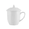 Habitación de Hotel y Casa de Huéspedes Taza de Cerámica Blanca Pura Mediana Taza de Té con Tapa Taza para Reuniones de Oficina Taza para Beber Haz Logo