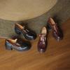 Zapatos de Salón Individuales para Mujer 2026 Otoño e Invierno Estilo Nuevo Tacón Grueso Suela Gruesa Zapatos Mary Jane de Moda Versátiles Zapatos Pequeños de Cuero Zapatos Franceses de Tacón Alto