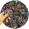 50 Adesivos Musicais Neon, Adesivos Decorativos Coloridos Graffiti DIY para Celulares, Laptops, Malas, Garrafas de Água