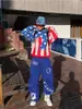 Pantalones de Chándal Elásticos con Estampado de Letras Vintage Unisex Modernos de Hip-Hop Street Dance Sueltos de Pierna Ancha Largos hasta el Suelo Casuales