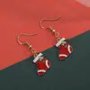 Serie navideña nueva transfronteriza pendientes de aleación con goteo de aceite sombrero de árbol de Navidad pendientes personalizados para ancianos accesorios de joyería