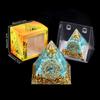 Adorno de Pirámide de Bola de Cristal Natural, Pieza de Decoración para el Hogar de Grava de Cristal Recubierta de Resina, En Caja