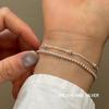 Pulseira de Prata de Lei S925 com Contas de Camada Dupla para Mulheres, Estilo Minimalista e Cool, Joia Única e Elegante