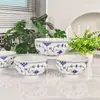 Porcelana de Hueso Azul y Blanco Bajo Esmalte Patrón de Encaje de Hierba Tang Cuenco para Arroz Vajilla Doméstica de Alto Valor Fabricante de Cuencos Venta Directa al Por Mayor