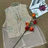 Nuevo Chaleco Delgado Bordado Pesado Estilo Chino con Tul Estampado de Nubes y Pedrería, Top de Verano sin Mangas para Mujer