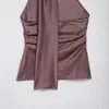 Ropa de Mujer al por Mayor Transfronteriza 2026 Primavera Nuevo Estilo Europeo y Americano Sexy Satén de Seda Textura Bufanda Top sin Mangas al Cuello