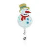 Fieltro navideño hebilla de fácil extracción lindo muñeco de nieve navideño búho muñeco de nieve campana hebilla de identificación retráctil giratoria
