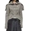 Estilo Coreano Nueva Personalidad Chal Solapa Ajustado Color Sólido Botones Harajuku Diseño con Cremallera Lateral para Mujer Sudadera Venta al por Mayor