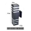 Lámpara de pared exterior de doble cabezal luminosa hacia arriba y hacia abajo impermeable para patio, lámpara de pared exterior cuadrada de aluminio ordinario E27 transfronteriza