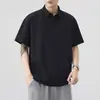 Ropa de Hombre Fengshe / 2026 Verano Nueva Camisa Polo de Hombre con Cuello Campana Manga Corta Delgada Marca de Moda Polo de Cinco Mangas