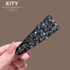 Presilha de Cabelo Triângulo Totalmente Cravejada de Diamantes de Alta Costura para Mulheres, Presilha Versátil para a Parte de Trás da Cabeça, Presilha Exquisita para Franja e Cabelo Lateral