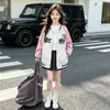 Jaqueta de Baseball para Meninas Outono Nova Estilosa Fashionável Média e Grande Crianças Primavera e Outono Versátil Casual Solta Roupa Externa Uniforme Escolar