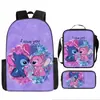 2024 Nueva Mochila Escolar de Stitch Set de Tres Piezas de Stitch Mochila con Dibujos Animados Impresos para Estudiante de Primaria Bolso de Hombro Estuche para Lápices traje