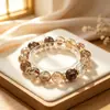 Hegemon DouradoPreto Dourado Super Sete Pulseira de Cristal Natural Citrino Pulseira Atratora de Arroz Pulseira Popular do Xiaohongshu Atacado