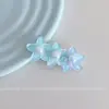 Pinza para el pelo linda y transparente como el hielo de color azul oceánico con diseño de pececitos y estrellas de mar, pinza lateral, pinza para flequillo, pasador fresco y simple