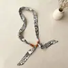 Colar Lenço de Seda com Contas de Bolinhas para Mulheres, Design Único, Gargantilha de Tecido Ajustável, Lenço de Pescoço, Acessório de Roupa