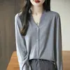Cárdigan de Lana Fina para Mujer Primavera/Verano 2026 Cuello en V Holgado Adelgazante Tejido Moda Chaqueta Versátil Top
