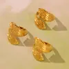 Xinyixinxin Anillo Abierto de Hoja de Acero Inoxidable de Fundición Pesada Estilo Ins Europeo y Americano Anillo Versátil para Dedo Índice de Mujer